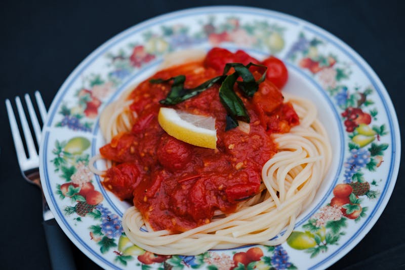 Spaghetti with marinara meat sauce
